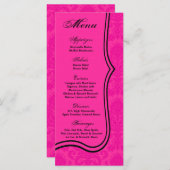 25 Menü-Karten Hot Pink Black Damask Leiste Druck Menükarte (Vorne/Hinten)