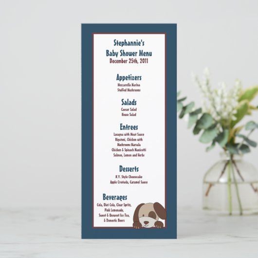 25 Menü-Karten Lil Liga-Hündchen-Sport Menükarte (Stehend Vorderseite)