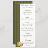 25 Menü Karten Martini Olive Green Stripes whimsic (Vorne/Hinten)