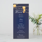 25 Menü-Karten Papier-Laternen auf blaues Chinesis Menükarte (Stehend Vorderseite)