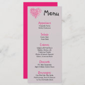 25 Menü Karten Rosa Blumenblätter Blume Rose Herz (Vorne/Hinten)