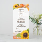25 Menü Karten Rustikale Sonnenblumen Country Lace (Stehend Vorderseite)