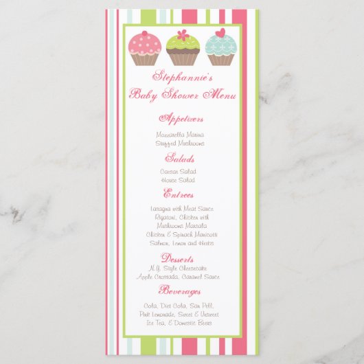 25 Menü-Karten-Tee-Party-Rosa-Pastell-kleiner Menükarte (Vorderseite)