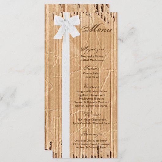 25 Menü Karten Torn Pappe Reißverschluss Box Kra (Vorne/Hinten)