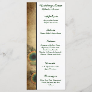 25 Menü-Karten-Vintages Pfau-Grün Menükarte