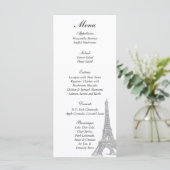 25 Menü-Tags für Hochzeiten in Paris Menükarte (Stehend Vorderseite)