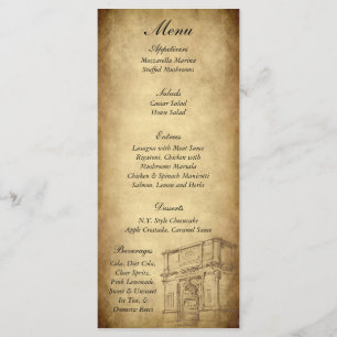 25 Menü-Tags für Hochzeiten in Rom Menükarte