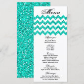 25 Menükarten Aquamariner Glitzer Zickzack Zig Zag (Vorne/Hinten)
