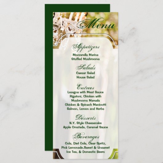 25 Menükarten Kronleuchter im Kristallgarten der E (Vorne/Hinten)