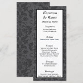 25 Menükarten Schwarz Graue formale Gothic Print (Vorne/Hinten)