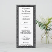 25 Menükarten Schwarz Graue formale Gothic Print (Stehend Vorderseite)