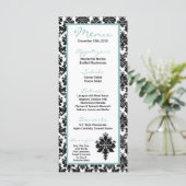 25 Menükarten Schwarze Damaskus Spitze Druck (Stehend Vorderseite)