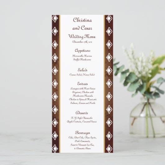 25 Menükarten Tiefe marokkanische Braun (Stehend Vorderseite)