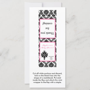 25 Mint Matchbooks Hot Pink Black Damask