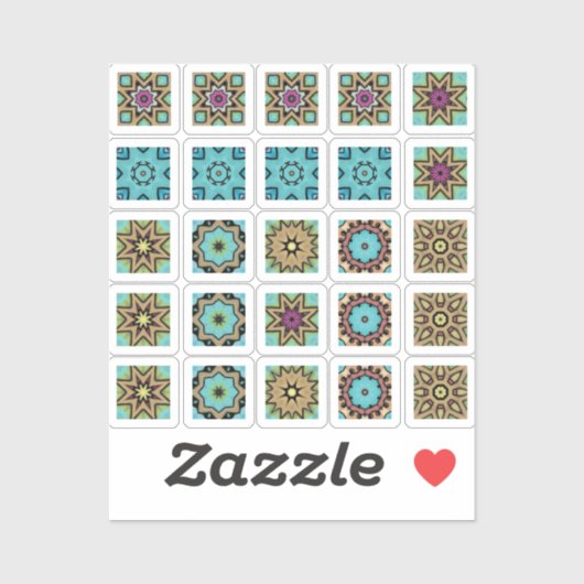 25 Mosaikfliesen 1 Aufkleber (Blatt)