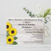 25. oder jedes Jubiläum Party Sonnenblumen Einladu Einladung (Stehend Vorderseite)