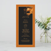 25 orange schwarzes Party des Menükarte (Stehend Vorderseite)