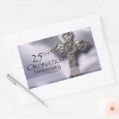 25. Ordination Jubiläum Cross Host Rechteckiger Aufkleber (Umschlag)