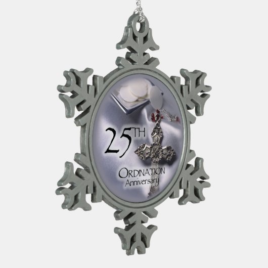 25. Ordination Jubiläum Cross Host Schneeflocken Zinn-Ornament (Links)