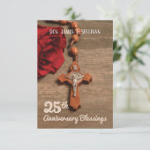 25. Ordination Jubiläum Rose Dankeskarte (Stehend Vorderseite)
