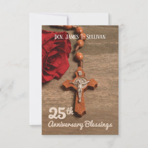 25. Ordination Jubiläum Rose Dankeskarte