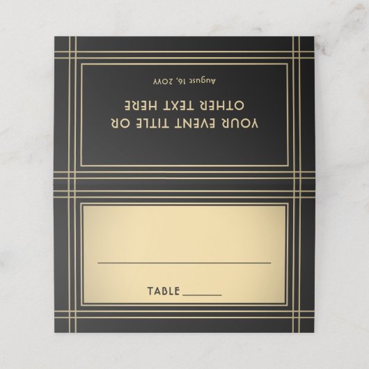 25 Pack Elegant Classic Black & Gold Escort Cards Platzkarte (Außenseite Aufgefaltet)