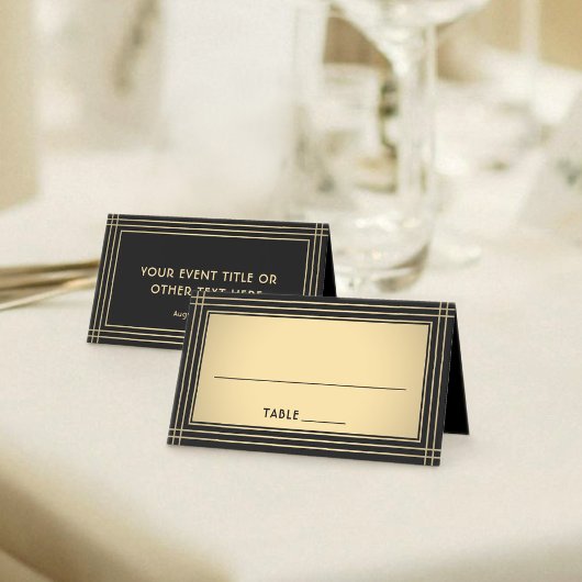 25 Pack Elegant Classic Black & Gold Escort Cards Platzkarte