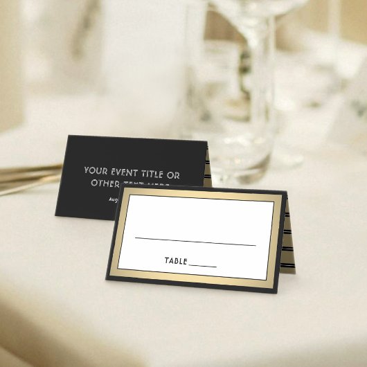 25 Pack Elegant Modern Black & Gold Escort Cards Platzkarte