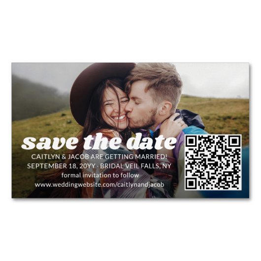 25 Pack Speichern Sie die Daten Retro-Hochzeitstie Magnetische Visitenkarte (Vorderseite)