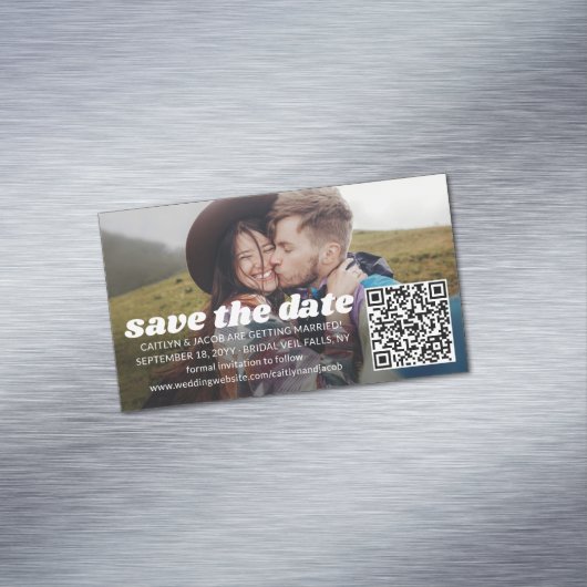 25 Pack Speichern Sie die Daten Retro-Hochzeitstie Magnetische Visitenkarte (Beispiel)