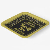 25. Party Random Number Pattern Black/Gold Pappteller (Gewinkelt)