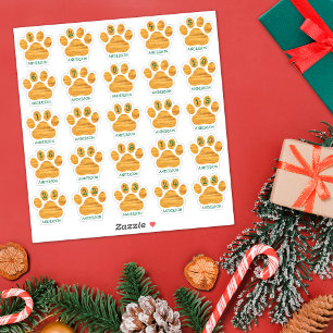 25 Personalisierte Tage des Dezember Hund-Pfoten-A Aufkleber
