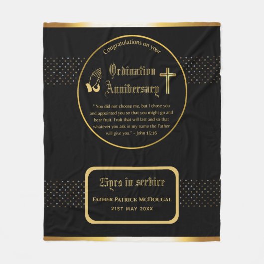 25. Pfarrer Priester Jubiläum Gift Ordination JEDE Fleecedecke (Vorderseite)