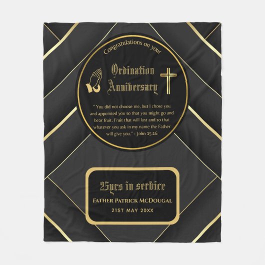 25. Pfarrer Priester Jubiläum Gift Ordination JEDE Fleecedecke (Vorderseite)