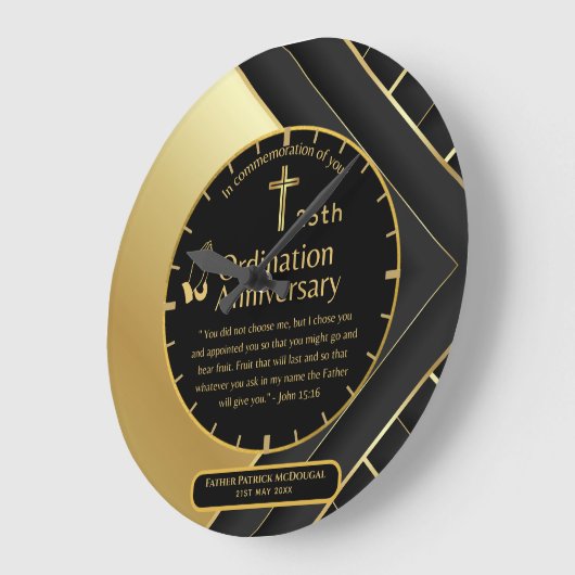 25. Pfarrer Priester Jubiläum Gift Ordination JEDE Große Wanduhr (Winkel)