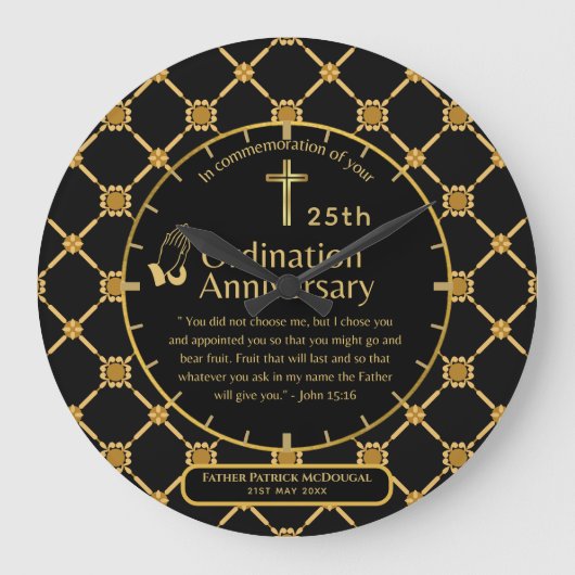 25. Pfarrer Priester Jubiläum Gift Ordination JEDE Große Wanduhr (Vorderseite)