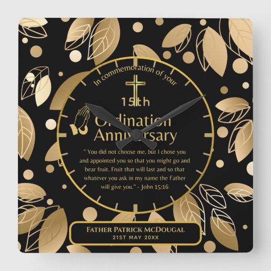 25. Pfarrer Priester Jubiläum Gift Ordination JEDE Quadratische Wanduhr (Vorderseite)