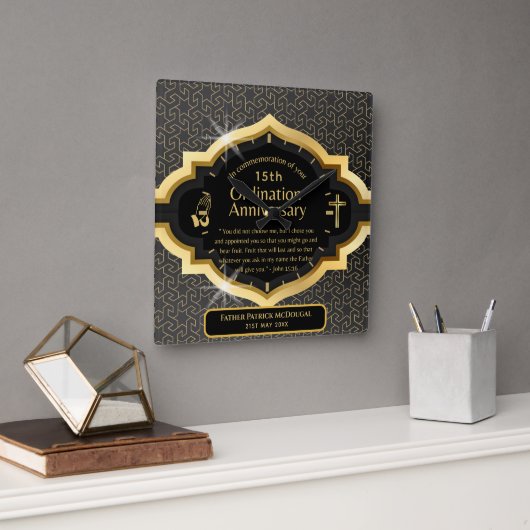 25. Pfarrer Priester Jubiläum Gift Ordination JEDE Quadratische Wanduhr (Büro)