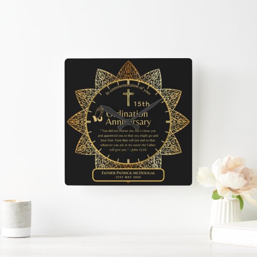 25. Pfarrer Priester Jubiläum Gift Ordination JEDE Quadratische Wanduhr (Zuhause)