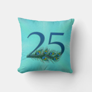 25 Pfauenfeder Geburtstag Jubiläum Elegant Kissen