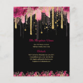 25 PINK Gold Glitzern Quinceanera Dress Floral Flyer (Hinten)