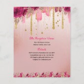 25 PINK Rose Gold Quinceanera Kleid Floral Flyer (Hinten)