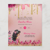 25 PINK Rose Gold Quinceanera Kleid Floral Flyer (Vorne)