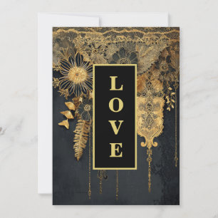 *~ 25 QR UAWG AR26 Gold Lace LIEBE Luxury Wedding Einladung