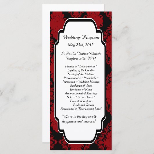 25 Romantische Red Damask Hochzeitsprogramme Programm (Vorne/Hinten)