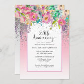 25. Rosa Silberblume Geburtstag Einladung (Vorne/Hinten)