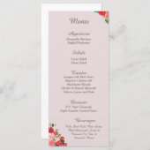 25 Rosa und Rote Rosen Empfang Menükarten (Vorne/Hinten)