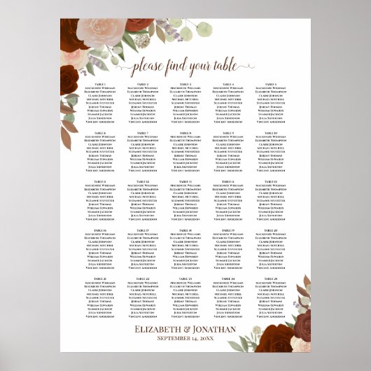 25 Rose Boho Hochzeitskarte für den Herbst Poster (Vorne)