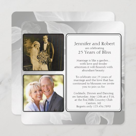 25. Rose Garden Foto Jubiläum Einladung (Vorne/Hinten)