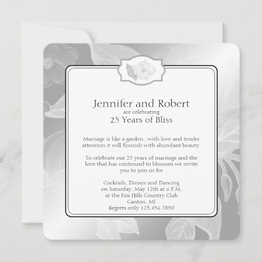 25. Rose Garden Hochzeitstag Einladung (Vorderseite)